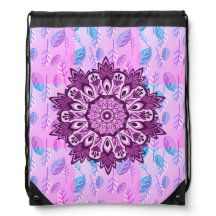 Boho Lila Blume Mandala Leaf Pattern