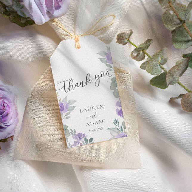 Boho Lila Blumen Hochzeitsgeschenk Geschenkanhänger (Von Creator hochgeladen)