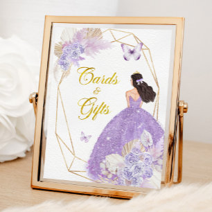 Boho Lila Butterfly Quinceañera Karten und Geschen Poster