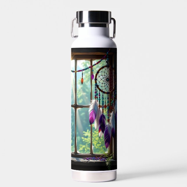 Boho Lila Dreamcatcher in Window Trinkflasche (Vorne)