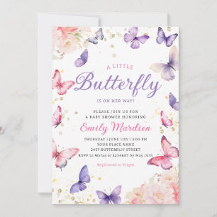Boho Lila eine kleine Butterfly Girl Babydusche I Einladung