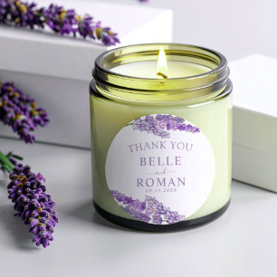 Boho Lila Flieder Aquarell Gefallen Hochzeit Runder Aufkleber