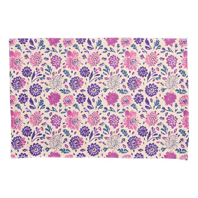 Boho Lila Floral Botanical Kissenbezug (Vorderseite)