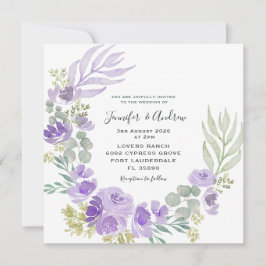 Boho Lila Floral & Botanische Wasserfarbe Einladung