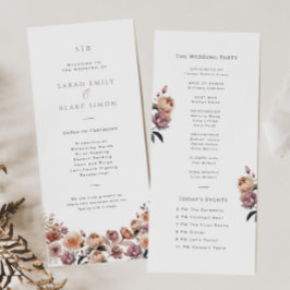 Boho Lila Floral Garden Wedding Program Card