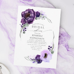 Boho Lila Floral Royal Brautparty Einladung