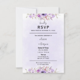 Boho Lila Floral Wedding RSVP Cards