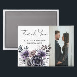 Boho Lila Floral Wedding Vielen Dank Magnet<br><div class="desc">Die Einführung der Boho Lila Blumenhochzeit Danke Magnet, eine atemberaubende und personalisierte Art, Ihre herzliche Dankbarkeit an die Hochzeitsgäste zum Ausdruck zu bringen. Mit einem wunderschön gestalteten Aquarell-lila Boho-Blume-Arrangement und einer Hochzeitsfotovorlage erweckt dieser Dankeschön-Magnet das Wesen einer romantischen und künstlerischen Feier. Die elegante Dankeschön-Typografie fügt eine raffinierte Touch hinzu, die...</div>