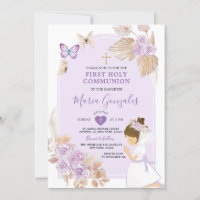 Boho Lila Girl First Holy Communion Butterfly
