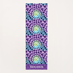 Boho Lila Grün Türkis Tie-Dye Muster Yogamatte