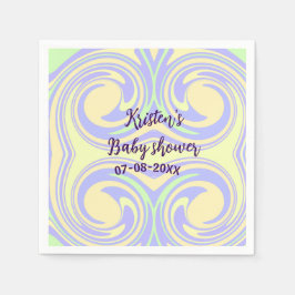 Boho lila grüne Babydusche Marmor rustikal, modern Serviette