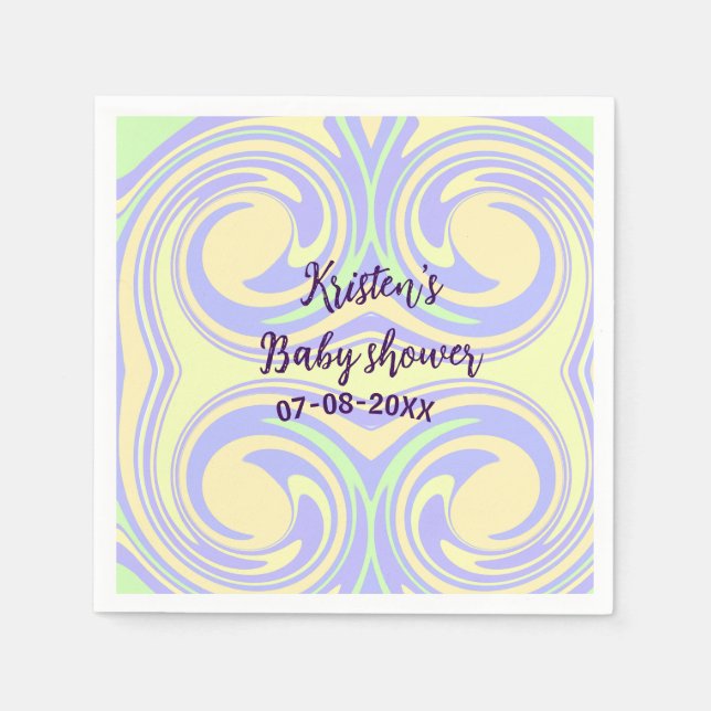 Boho lila grüne Babydusche Marmor rustikal, modern Serviette (Vorderseite)