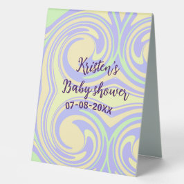 Boho lila grüne Babydusche Marmor rustikal, modern Tischaufsteller