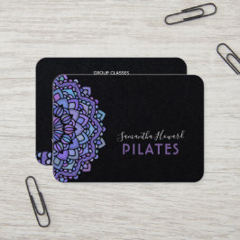 Boho Lila Mandala Pilates Black Visitenkarte
