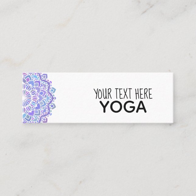 Boho Lila Mandala Yoga Mini Visitenkarte (Vorderseite)