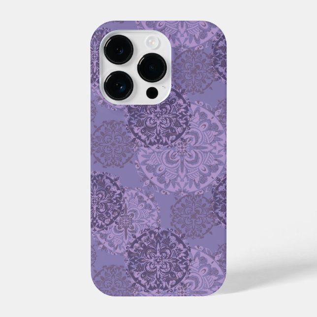 Boho Lila Mandalas iPhone 14 Plus Fall Pro Hülle (Rückseite)