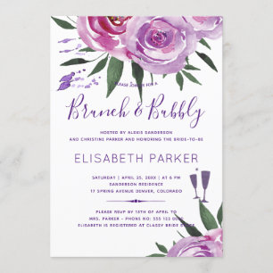 Boho lila mauve chic peonies brunch and bubble einladung