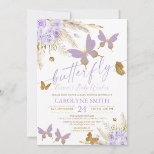 Boho Lila Pampas Grass Butterfly Kisses Einladung