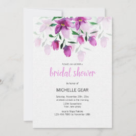 Boho Lila Pink Floral Wasserfarbe Handgestrichen Einladung