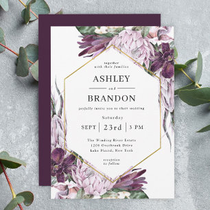 Boho Lila Plum Tropical Botanical Wedding Einladung