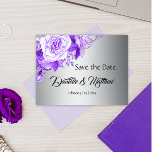 Boho Lila Rose Bouquet Silver Wedding RSVP Ankündigungspostkarte
