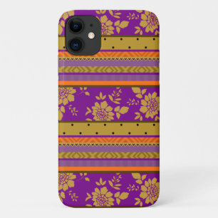 Boho Lila Senf Gelborange Blumenmuster Case-Mate iPhone Hülle