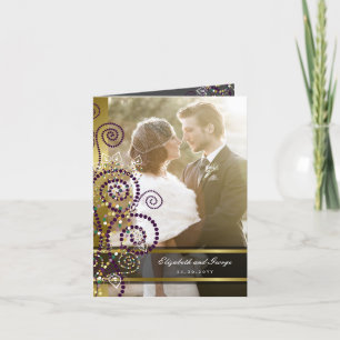Boho Lila Spiralen Gold Foto Hochzeit Danke