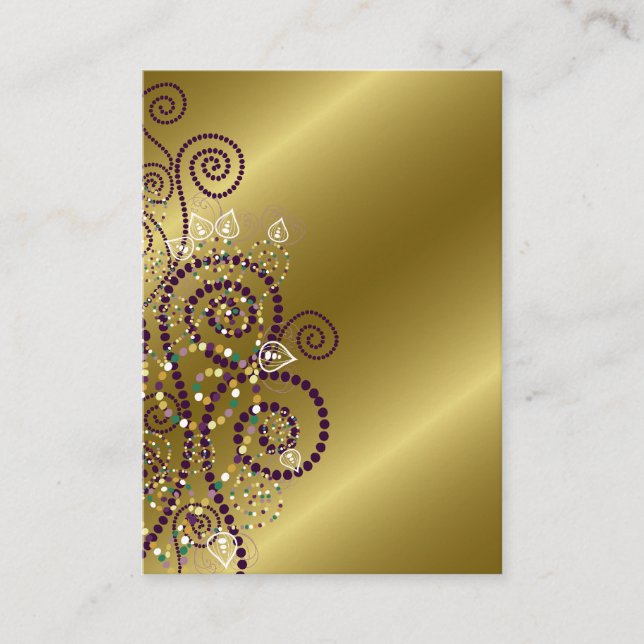 Boho Lila Spirals Chic Golden Wedding Platzkarte (Vorderseite)