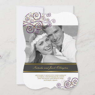 Boho Lila Spirals Foto Hochzeitsankündigung Einladung