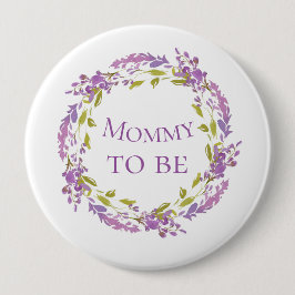 Boho Lila Wreath Mommy wird 4" Button