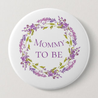 Boho Lila Wreath Mommy wird 4" Button
