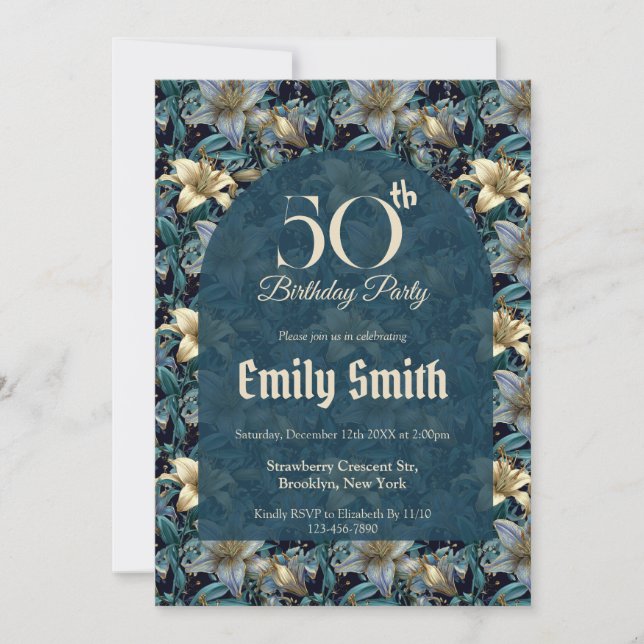 Boho Lilies Petal Kids’ Birthday Einladung (Vorderseite)