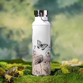 Boho Line Art Blume Trinkflasche