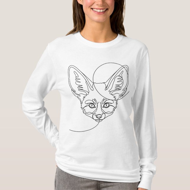 Boho Line Art Fennec Fox T-Shirt (Vorderseite)