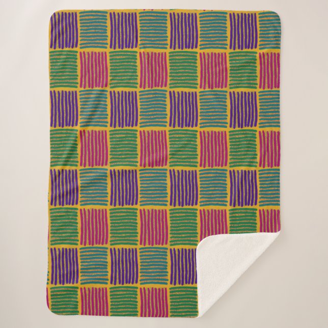 Boho Lines and Dots Sherpa Blanket Sherpadecke (Vorderseite)