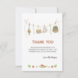 Boho Little Chef Baby shower Carte de remerciement