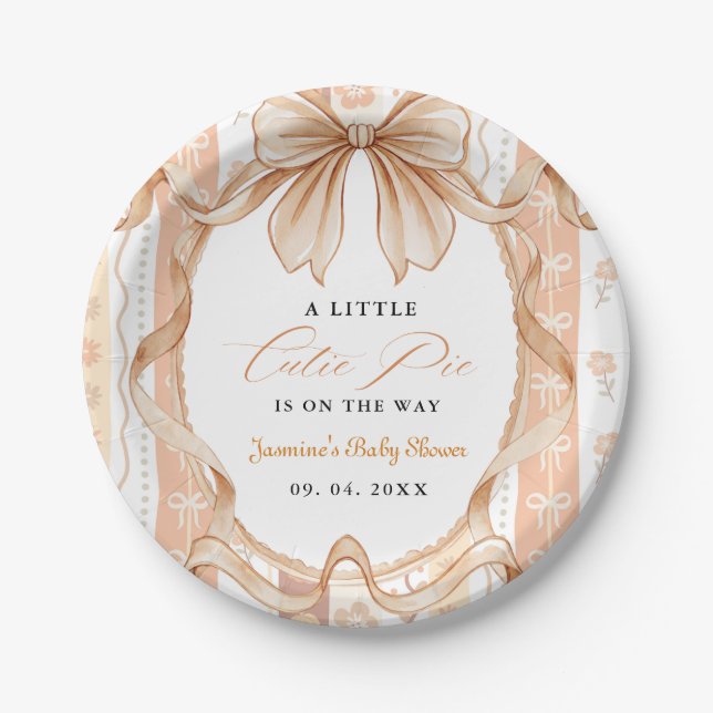 Boho Little Cutie Pie Thanksgiving Baby Shower Pappteller (Vorderseite)