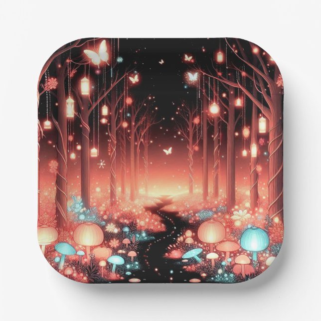 Boho Little Enchanted Forest Baby Shower Pappteller (Vorderseite)