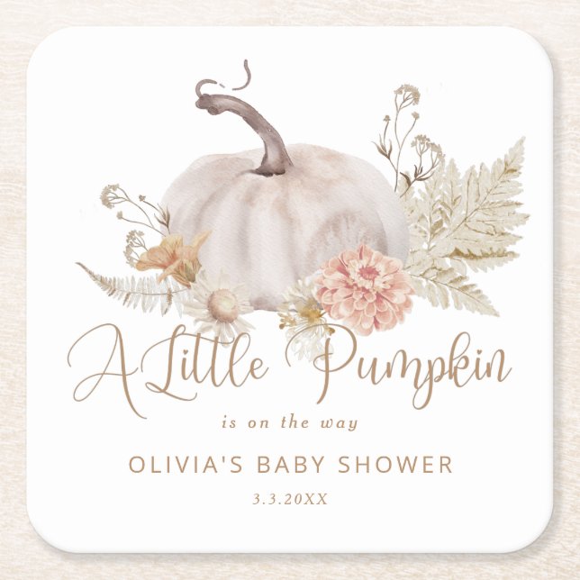 Boho Little Kürbis ist auf dem Weg Babydusche Rechteckiger Pappuntersetzer (Vorderseite)