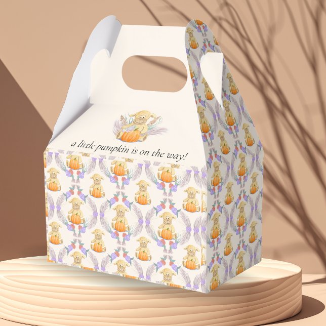 Boho Little Lamb Pumpkin Watercolor Babydusche Geschenkschachtel (Celebrate with joy, cherish memories, delightful favor box for gifts!")