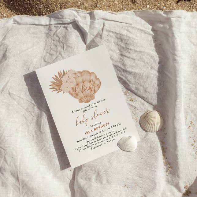 Boho Little Mermaid ist auf dem Weg zur Babydusche Einladung (Von Creator hochgeladen)