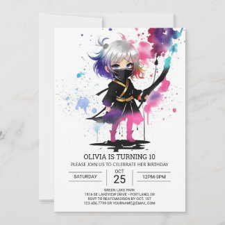 Boho Little Ninja Girl Geburtstag Einladung