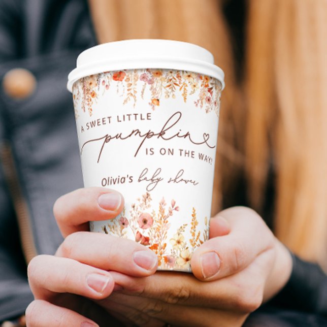 Boho Little Pumpkin Fall Wildblumen Babydusche Pappbecher (Von Creator hochgeladen)