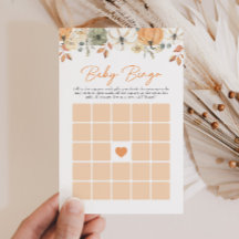 Boho Little Pumpkin Floral Baby Dusche Bingo Spiel