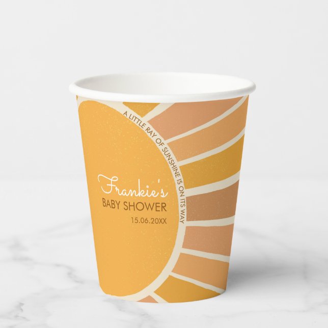 Boho Little ray of Sunshine Baby Shower  Pappbecher (Vorderseite)
