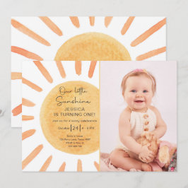 Boho Little Sunshine 1. Geburtstag Einladung Sun