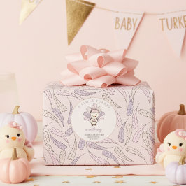 Boho Little Turkey & Feathers Baby Girl Dusche Geschenkpapier