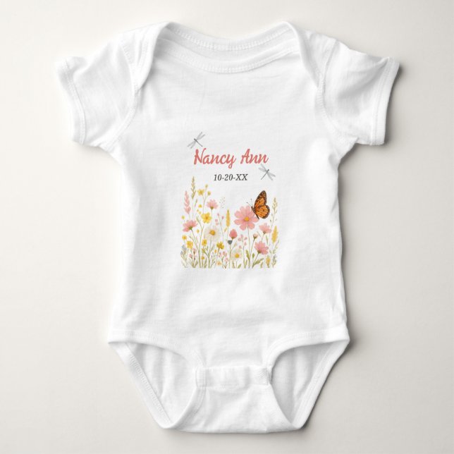 Boho Little Wildblume Custom Baby Name Strampler (Vorderseite)