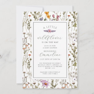 Boho Little Wildflower Girl Baby Shower Einladung