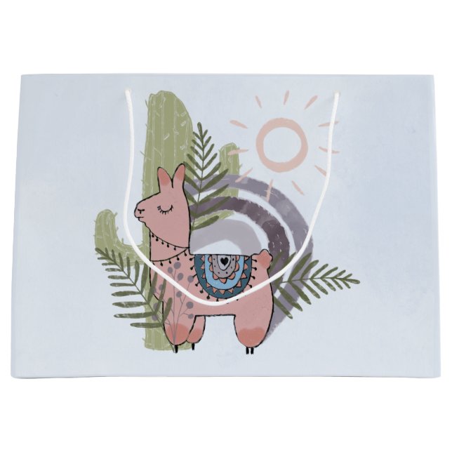Boho Llama Große Geschenktüte (Vorderseite)